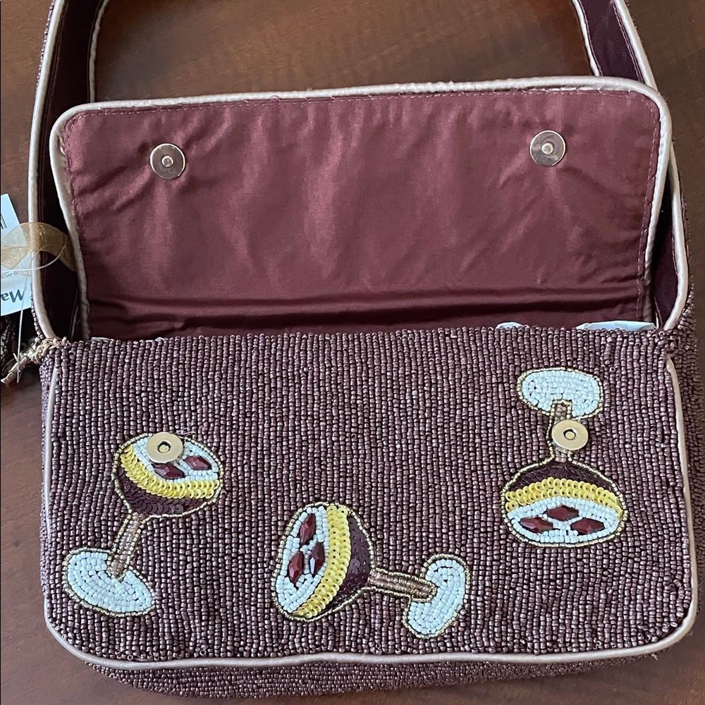 Brown Beaded Espresso Martini Shoulder Bag Purse Made in India Marshalls - Picture 9 of 11